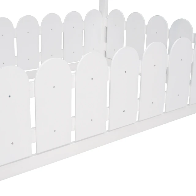 Alt view image 6 of 7 - {Slats are not included}Twin Size Wood Bed House Bed Frame with Fence,for Kids,Teens, Girls,Boys {White}{OLD SKU:WF194274AAK}
