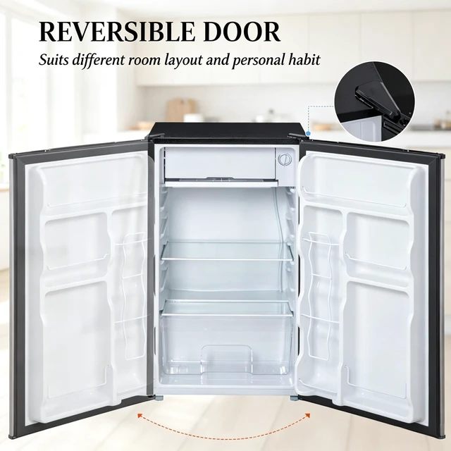 Alt view image 3 of 6 - Upright Refrigerator,Compact Single-Door Mini Fridge,Modern Compact Fridge,for Dorms, Offices or Small Kitchens