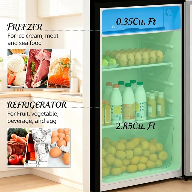 Alt view image 2 of 6 - Upright Refrigerator,Compact Single-Door Mini Fridge,Modern Compact Fridge,for Dorms, Offices or Small Kitchens
