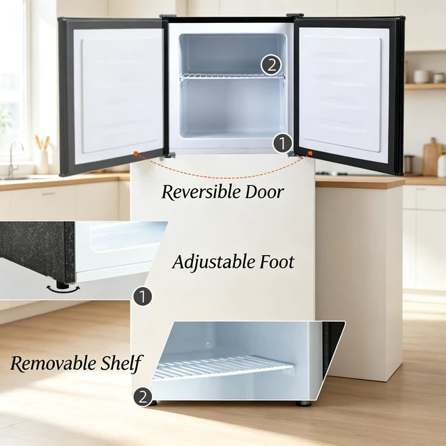 Alt view image 4 of 5 - Space-Saving Refrigerator,Compact Single-Door Mini Fridge,Versatile Mini Cooler