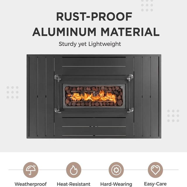Alt view image 7 of 7 - 54.3 Outdoor Patio Dark Grey Aluminum Fire Pit Table, 50000 BTU CSA Certified Propane Gas Fire Pit, Rectangular Fire Table w/Stainless Burner, Lava Rock, Waterproof Cover