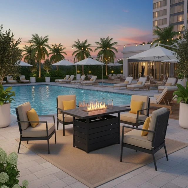 Alt view image 5 of 7 - 54.3 Outdoor Patio Dark Grey Aluminum Fire Pit Table, 50000 BTU CSA Certified Propane Gas Fire Pit, Rectangular Fire Table w/Stainless Burner, Lava Rock, Waterproof Cover