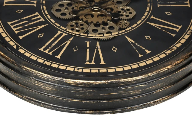 Alt view image 3 of 4 - Clocks, 24" Round, Gear Mechanism, Wall Clock, Brown, Transitional