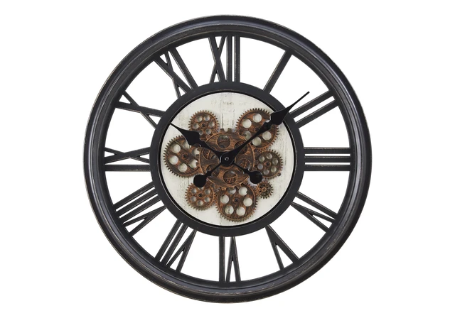 Alt view image 2 of 4 - Clocks, 20" Round, Gear Mechanism, Wall Clock, Black, Transitional