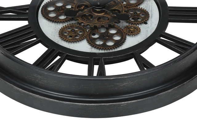 Alt view image 3 of 4 - Clocks, 20" Round, Gear Mechanism, Wall Clock, Black, Transitional