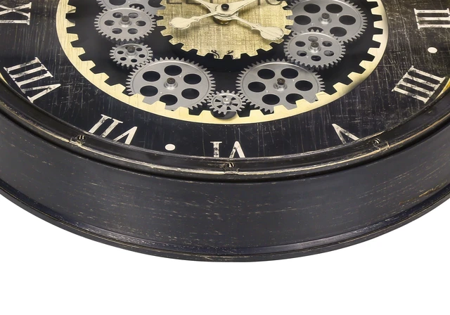 Alt view image 3 of 4 - Clocks, 20" Round, Gear Mechanism, Wall Clock, Brown, Transitional