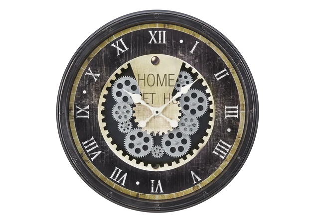 Alt view image 2 of 4 - Clocks, 20" Round, Gear Mechanism, Wall Clock, Brown, Transitional