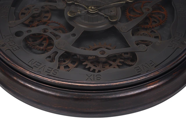 Alt view image 3 of 4 - Clocks, 30" Round, Gear Mechanism, Large Oversized, Wall Clock, Black, Transitional