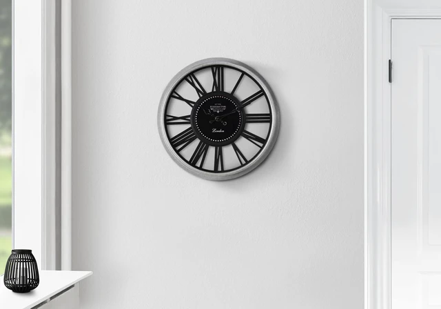Main image of Clocks, 16" Round, Wall Clock, Silver, Black, Transitional