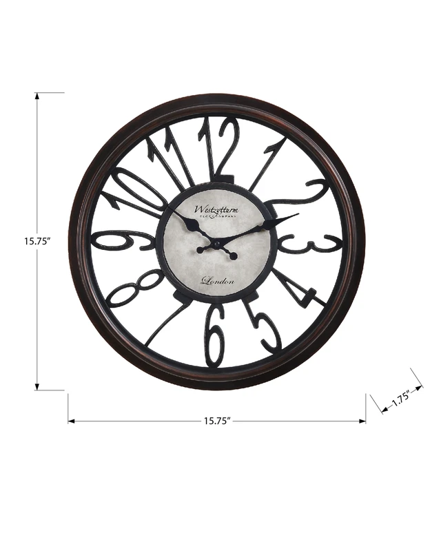 Alt view image 4 of 4 - Clocks, 16" Round, Wall Clock, Antique Brown, Transitional