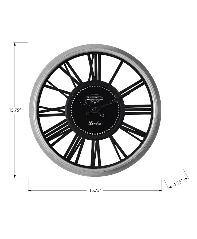 Alt view image 4 of 4 - Clocks, 16" Round, Wall Clock, Silver, Black, Transitional