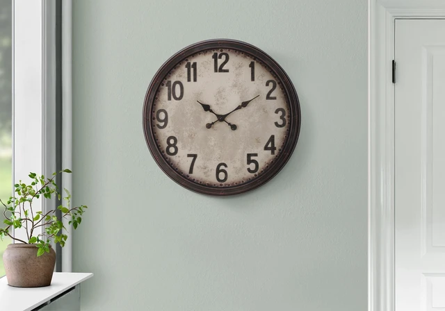 Main image of Clocks, 20" Round, Wall Clock, Antique Brown, Transitional