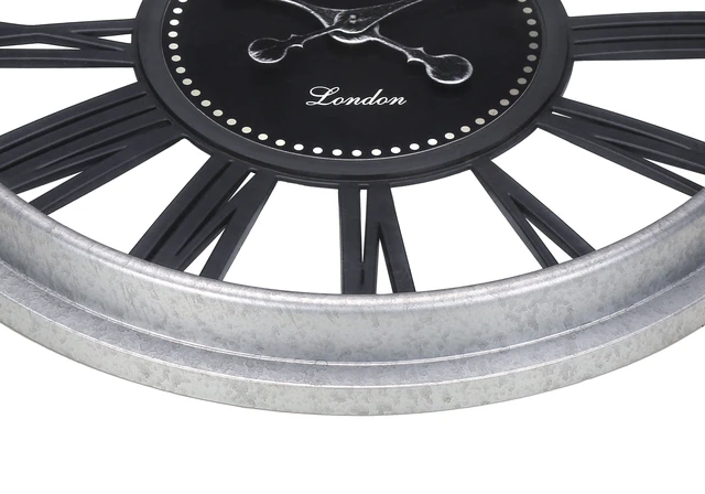 Alt view image 3 of 4 - Clocks, 20" Round, Wall Clock, Black, Silver, Transitional