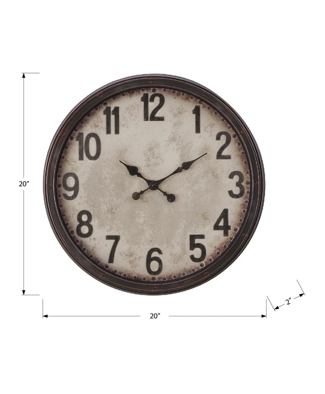 Alt view image 4 of 4 - Clocks, 20" Round, Wall Clock, Antique Brown, Transitional