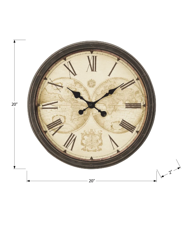 Alt view image 4 of 4 - Clocks, 20" Round, Wall Clock, Antique Brown, Transitional