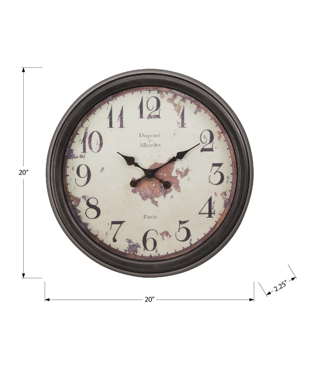 Alt view image 4 of 4 - Clocks, 20" Round, Wall Clock, Brown, Transitional