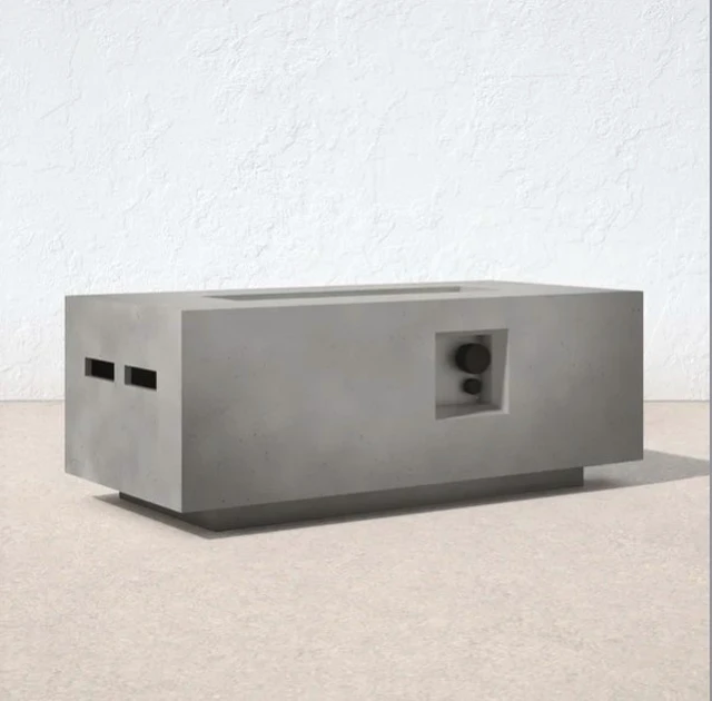 Alt view image 3 of 5 - Concrete Propane Outdoor Fire Pit Table(Gray Concrete)
