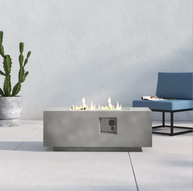 Alt view image 2 of 5 - Concrete Propane Outdoor Fire Pit Table(Gray Concrete)