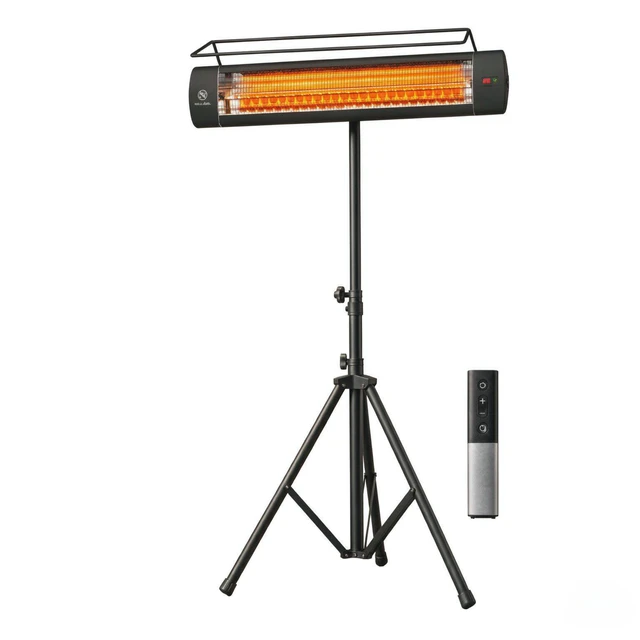 Alt view image 6 of 7 - Standing Electric Patio Heater 1500W, IP65 Outdoor Infrared Heater with Tripod Stand, 3 Heat Levels 24 Hour Timer for Garden Patio Use