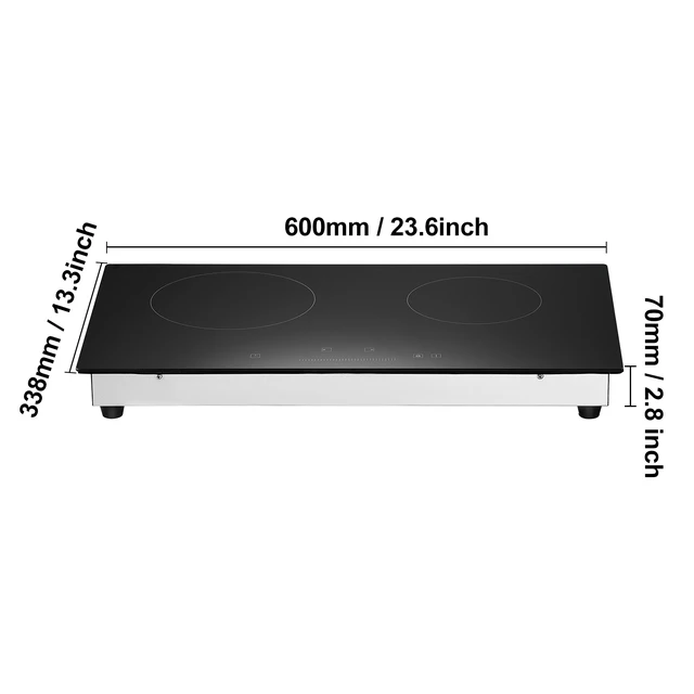 Alt view image 2 of 7 - Built-in Electric Cooktop Radiant Ceramic Cooktop 2 Burners 23.6x13.3 inch