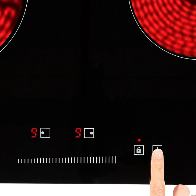 Alt view image 7 of 7 - Built-in Electric Cooktop Radiant Ceramic Cooktop 2 Burners 23.6x13.3 inch