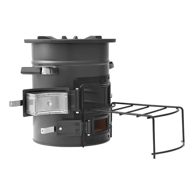 Alt view image 3 of 7 - Camping Rocket Stove, Wood Burning Portable Rocket Stove with Carrying Bag for Backpacking, SPCC Steel, Double Door, Burn Twigs, Sticks or Charcoals for Outdoor Cooking, Backyard, Camp Cooking