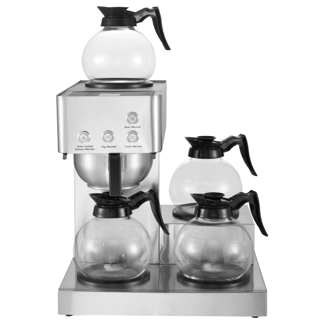 Alt view image 3 of 7 - Commercial Drip Coffee Maker, 12 Cups Coffee-Maker Machine with 4 Glass Carafes and 4 Decanter Warmer Plates, Stainless Steel Drip Style Coffee Brewer, for Restaurant, Office, Coffee Shop & Home