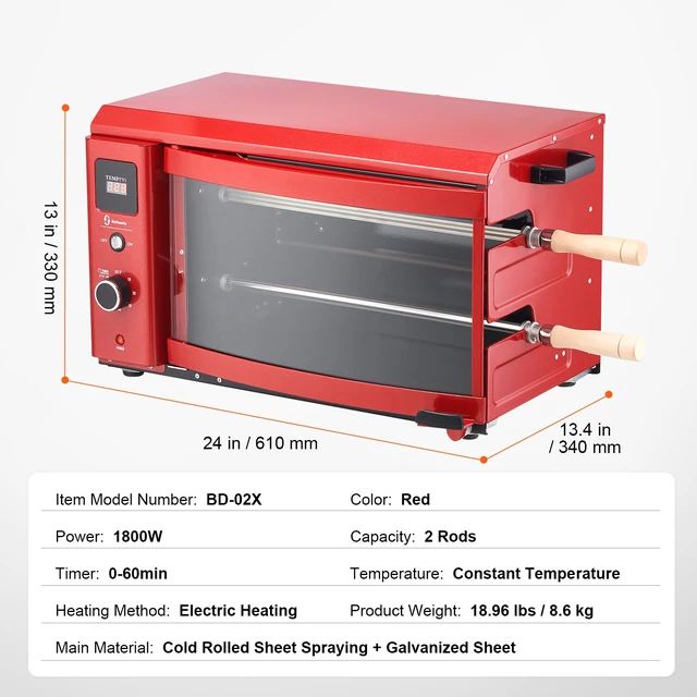 Alt view image 7 of 7 - Shawarma Grill Machine, 2 Strings of Barbecue Capacity, Chicken Shawarma Cooker Machine, Electric Broiler Gyro Rotisserie Oven Doner Kebab Machine, for Home Restaurant Kitchen Parties