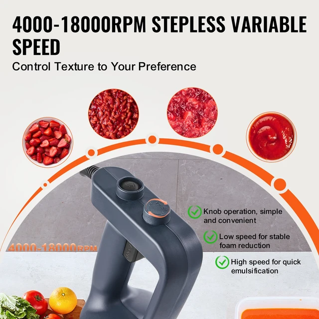 Alt view image 3 of 7 - Commercial Immersion Blender, 500W Heavy Duty Hand Mixer, 16 inch Stepless Variable Speed Mixer with Stainless Steel Blade, Multi-Purpose Portable Mixer for Soup, Sauces, Mashed Potatoes, Cream
