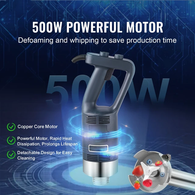 Alt view image 2 of 7 - Commercial Immersion Blender, 500W Heavy Duty Hand Mixer, 16 inch Stepless Variable Speed Mixer with Stainless Steel Blade, Multi-Purpose Portable Mixer for Soup, Sauces, Mashed Potatoes, Cream