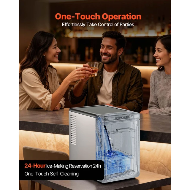 Alt view image 5 of 7 - Countertop Ice Maker, 22 lbs per Day, Self-Cleaning Portable Machine with Tong, Drawer-Style Ice Access, Ice-Making Machine with Large Square Cubes, for Home, Kitchen, Office, Bar & Party