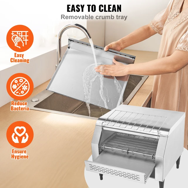 Alt view image 6 of 7 - Commercial Conveyor Toaster, 450 Slices/Hour Conveyor Belt Toaster, Heavy Duty Stainless Steel Commercial Toaster Oven, Electric Restaurant Commercial Toaster for Toast Bun, Bagel, Bread