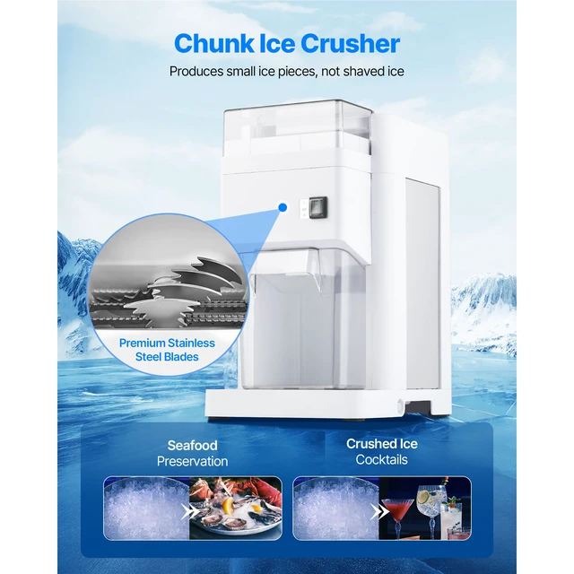 Alt view image 2 of 7 - Commercial Ice Shaver Machine, 1.91QT /1.8L Large Electric Ice Cube Crusher Shaved Maker with 300W Premium Motor, Stainless Steel Blades, for Bar Mixing Seafood Preservation Home Party, White