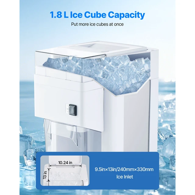 Alt view image 4 of 7 - Commercial Ice Shaver Machine, 1.91QT /1.8L Large Electric Ice Cube Crusher Shaved Maker with 300W Premium Motor, Stainless Steel Blades, for Bar Mixing Seafood Preservation Home Party, White