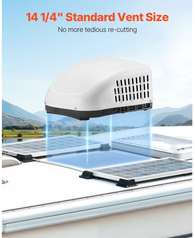 Alt view image 4 of 7 - RV Air Conditioner, 13500 BTU Non-Ducted Rooftop RV AC Unit, 65 dB Quiet Design, Including Air Distribution Box, Operation Panel and Installation Hardware, for Campers, Vans, Trailers, White