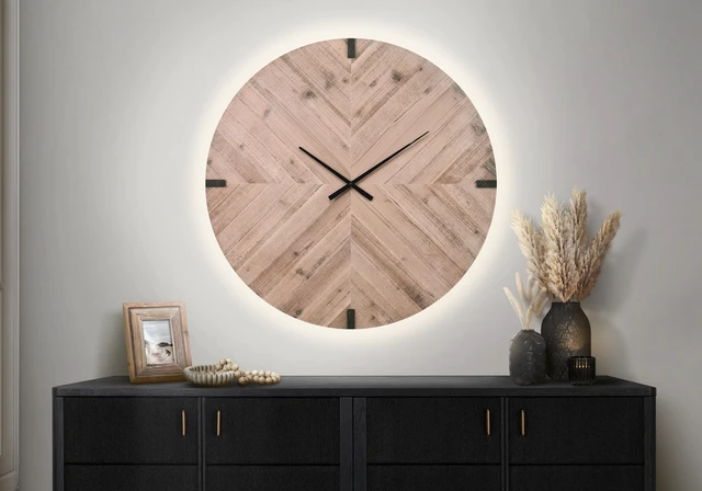 Main image of Clocks, 30" Round, Large Oversized, Wall Clock, Brown, Contemporary, Modern