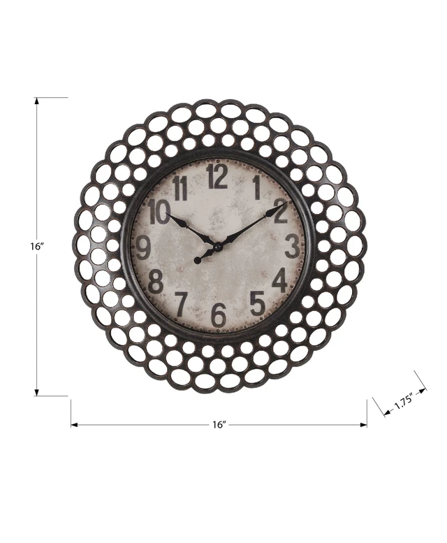 Alt view image 4 of 4 - Clocks, 16" Round, Wall Clock, Dark Brown, Transitional