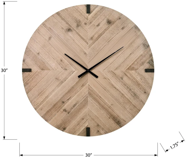Alt view image 5 of 5 - Clocks, 30" Round, Large Oversized, Wall Clock, Brown, Contemporary, Modern