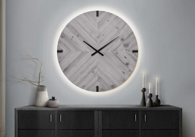 Main image of Clocks, 30" Round, Large Oversized, Wall Clock, Grey, Contemporary, Modern