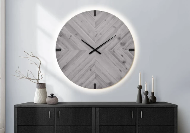 Alt view image 2 of 4 - Clocks, 30" Round, Large Oversized, Wall Clock, Grey, Contemporary, Modern