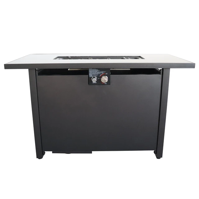 Alt view image 2 of 5 - 25'' H x 42'' W Steel Outdoor Fire Pit Table with Lid (Black)