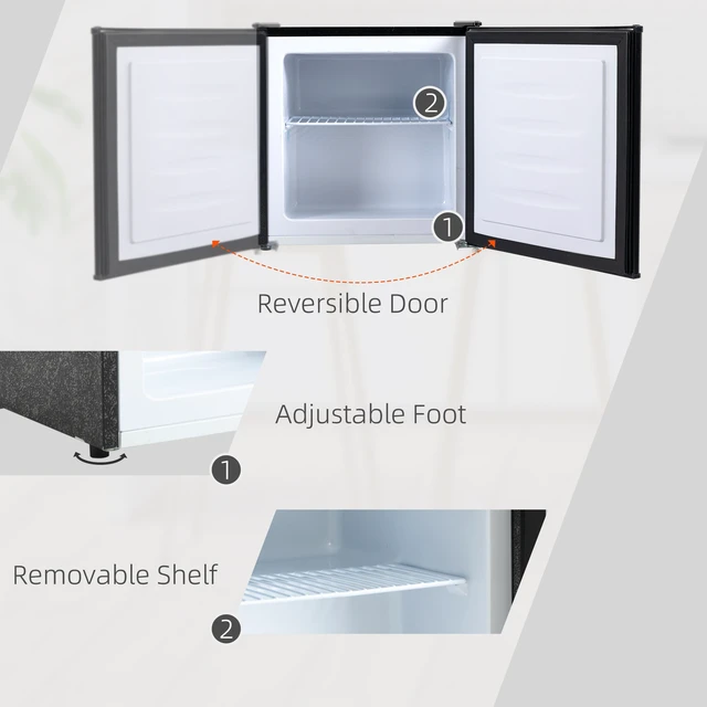 Alt view image 6 of 7 - HOMCOM Mini Freezer Countertop, 1.1 Cu.Ft Compact Upright Freezer with Removable Shelves, Reversible Door for Home, Dorm, Apartment and Office, gray