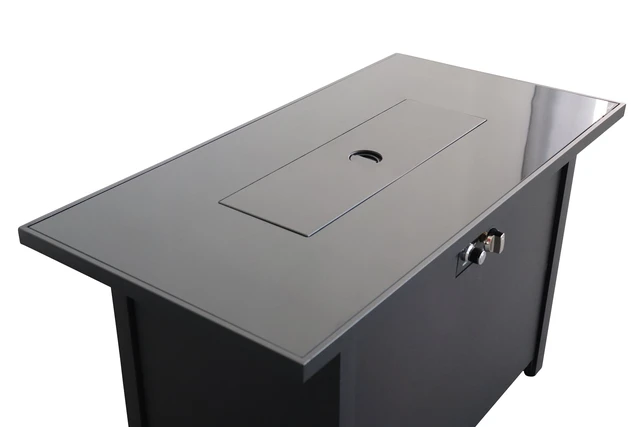 Alt view image 2 of 4 - 43" Smoked Glass Metal Rectangle Fire Pit (Black)