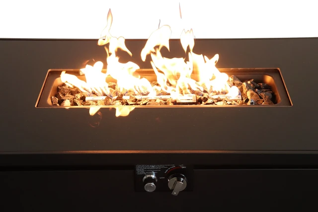 Alt view image 3 of 4 - 43" Smoked Glass Metal Rectangle Fire Pit (Black)