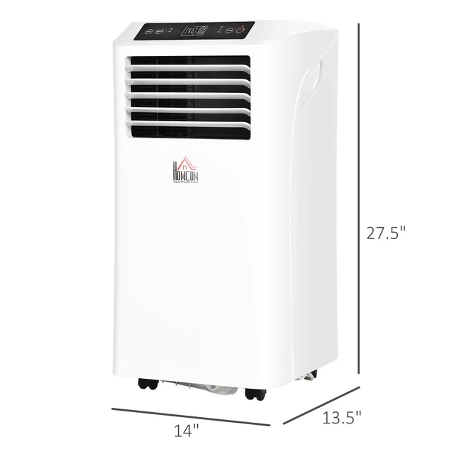 Alt view image 7 of 7 - HOMCOM 8000 BTU Mobile Portable Air Conditioner with Cooling, Dehumidifier, Ventilating, Remote Control, 24-Hour Timer, Portable AC Unit for Bedroom, Living Room, Home Office, White