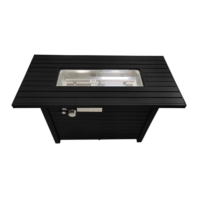 Alt view image 6 of 7 - 25" H x 42" W Steel Outdoor Fire Pit Table with Lid (Black)