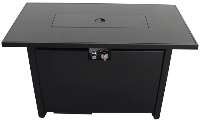 Main image of 25" H x 42" W Steel Outdoor Fire Pit Table with Lid