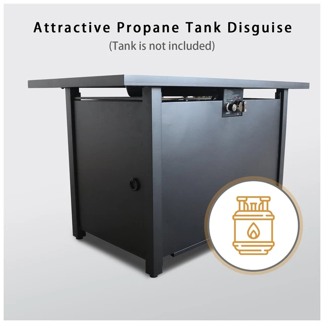 Alt view image 4 of 6 - 25" H x 42" W Steel Outdoor Fire Pit Table with Lid