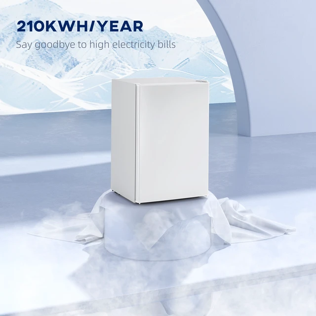 Alt view image 7 of 7 - HOMCOM 2.5 Cu.Ft Mini Fridge with Freezer, Single Door Small Refrigerator with Adjustable Thermostat Energy-efficient Low Noise, Mini Refrigerator for Bedroom, Dorm, Office, White