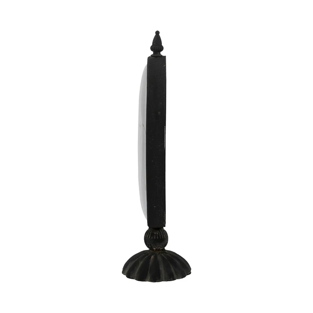 Alt view image 4 of 7 - 8.7x5.1x17.6" Vintage-Inspired Black Oval Table Clock with White Face and Pedestal Base